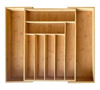 MANTRARAJ Kitchen Drawer Organiser Expandable Bamboo Cutlery Tray Cutlery Drawer Organiser in Brown MANTRARAJ Brown