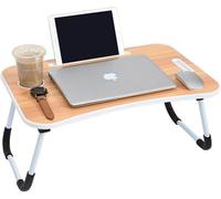 MantraRaj Laptop Bed Table Lap Standing Desk with Foldable Legs & Cup Slot for Sofa Breakfast Folding Laptop Bed Tray Desk Table Coffee Tray Notebook Stand Reading Holder (Walnut)