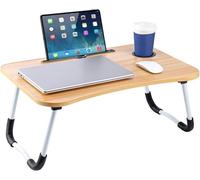 MantraRaj Laptop Bed Table Lap Standing Desk with Foldable Legs & Cup Slot for Sofa Breakfast Folding Laptop Bed Tray Desk Table Coffee Tray Notebook Stand Reading Holder (Wooden)