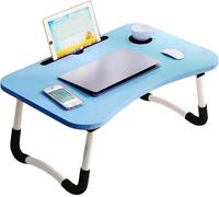 Mantraraj Laptop Bed Table Lap Standing Desk With Foldable Legs & Cup Slot For Sofa Breakfast Laptop Bed Tray Desk Table Blue