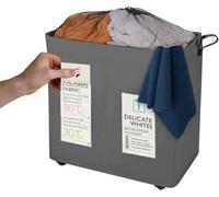 Mantraraj Light Weight Laundry Basket 120L Collapsible Laundry Bag On Wheels, Mesh Cover & Handles 2 Separate Sections Laundry Bin