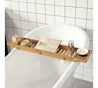 MantraRaj Luxury Natural Bamboo Bath Tub Rack Storage Organizer Shelf Bridge Bathtub Tray Bath Caddy for a Home Spa Experience Fits Most Bath Sizes