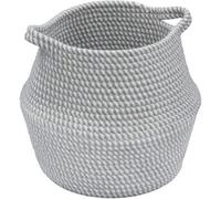 Mantraraj Medium Round Belly Cotton Rope Storage Basket Small Storage Containers Decor Closet Toy Storage Bins Nursery Organizer