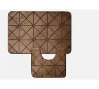 MantraRaj Memory Foam Soft Bath Mat Sleek Stripe Set 2 Piece Bathroom Contour Rug Non Slip Washable Bath Shower Mat And U-Shaped Toilet Rug Toilet Pedestal Foot Mat Water Absorbent (Gold)