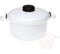 MANTRARAJ Microwave Pressure Cooker - Large Compact Rice Vegetable Easy Cook Micro Kitchen Master w/ Measuring Cup, Spatula & Recipe Book - Healthy & MANTRARAJ White 1 Pack