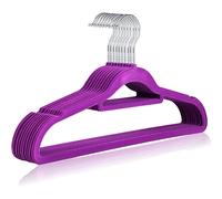 MANTRARAJ Non-Slip Flocked Velvet Hangers Space Saving Coat Clothes Hangers 360° Swivel Hooks Purple | Size: 30 Pack MANTRARAJ Purple 30 Pack