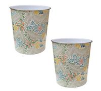 Mantraraj Pack Of 2 Plastic Waste Paper Basket Bin 7.7 Litre Round Trash Can Open-Top Rubbish Bin (Coloured Leaf)