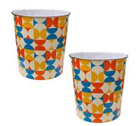 Mantraraj Pack Of 2 Plastic Waste Paper Basket Bin 7.7 Litre Round Trash Can Open-Top Rubbish Bin (Retro)