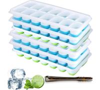 MANTRARAJ Pack of 3 Silicone Ice Cube Trays with Non-Spill Lids & With Ice Tong in Blue | Size: 9 Pack MANTRARAJ Blue 9 Pack