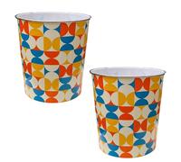 MantraRaj Plastic Waste Paper Basket Bin Pack Of 2 Floral Round Trash Can Recycling Rubbish Bin for Kitchen, Bedroom, Bathroom Outdoor Garbage Container Dustbin, 7.7 Litre (Retro)