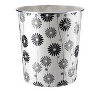 Mantraraj Plastic Waste Paper Basket Bin Round Waste Basket Trash Can 7.7Litre Recycling Rubbish Bin Black Flower Design