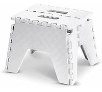 MantraRaj Plastic White Folding Step Stool Compact Travel Anti Slip Surface Children Stepping Stool for Kids and Teens with Carry Handle for Home, Kitchen Workplace - Top Step Foldable Easy Storage