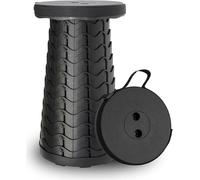 MANTRARAJ Portable Folding Stool Chair With Carry Handle Plastic Foldable Collapsible Telescopic Stool in Black MANTRARAJ Black