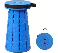 MANTRARAJ Portable Folding Stool Chair With Carry Handle Plastic Foldable Collapsible Telescopic Stool in Blue MANTRARAJ Blue