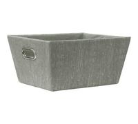 Mantraraj Rectangular Tapered Storage Basket Cardboard With Metal Handles Multipurpose Organiser Bin For Home And Office Grey