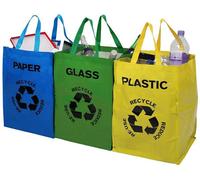 Mantraraj Recycling Bags Pack 3 Heavy Duty Colour Coded Reusable Paper Plastic Glass Waste Bin Sack Sorting With Strong Handles