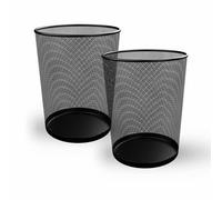 Mantraraj Round Mesh Bins Trash Can Bin Black Nonslip Waste Paper Bin 10 Liters Pack Of 2 Metal Bin Indoor Waste Bin