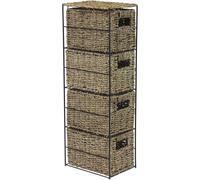 MANTRARAJ Seagrass Woven 4 Drawer Storage Tower Storage Unit Cabinet Organisation Shelf in Brown MANTRARAJ Brown