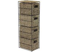 MantraRaj Seagrass Woven 4 Drawer Storage Tower Storage Unit For Bedroom, Bathroom, Home, Office Storage Shelf