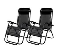 Mantraraj Set Of 2 Zero Gravity Chairs Garden Recliner Chairs With Adjustable Head Rest Folding Sun Loungers With Headrest Pillow