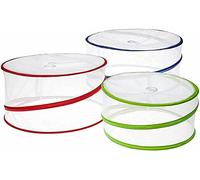 MantraRaj Set of 3 Reusable Collapsible Pop Up Food Cover Kitchen Outdoor Picnic BBQ Insect Protector Mesh Net, Closed by Buckle