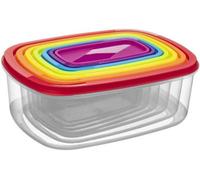 Mantraraj Set Of 7 Pcs Rectangle Food Storage Containers Air Tight Bpa Free Plastic Food Storage Box With Rainbow Lids