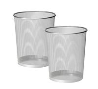 MANTRARAJ Silver Round Metal Mesh Waste Paper Bin Lightweight Trash Can Pack Of 1 | Size: 2 Pack MANTRARAJ Silver 2 Pack