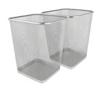 MANTRARAJ Silver Square Metal Mesh Waste Paper Bin Lightweight Mesh Trash Can Pack of 2 | Size: 2 Pack MANTRARAJ Silver 2 Pack