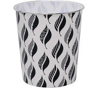 MantraRaj Small Leaves Plastic Waste Paper Bin Basket Black And White Recycling Rubbish Bin for Kitchen, Bedroom, Bathroom, Open-Top Outdoor Garbage Container Dustbin 2.5 litres