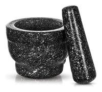 MANTRARAJ Solid & Durable Granite Pestle & Mortar Set Natural Honed Polished Crusher Grinder in Black | Size: 1 Pack MANTRARAJ Black 1 Pack