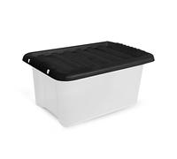MantraRaj Storage Boxes with Lids 14L Under Bed Storage Box, Clear Multipurpose Nestable Stackable Plastic Storage Boxes,Clear Containers for Home, Kitchen, Garage, Office, Accessories -Pack Of 1