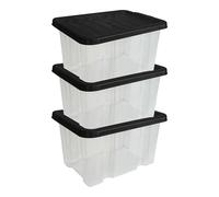 MantraRaj Storage Boxes with Lids 24L Under Bed Storage Box, Clear Multipurpose Nestable Stackable Plastic Storage Boxes,Clear Containers for Home, Kitchen, Garage, Office, Accessories -Pack Of 3