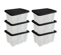 MantraRaj Storage Boxes with Lids 24L Under Bed Storage Box, Clear Multipurpose Nestable Stackable Plastic Storage Boxes,Clear Containers for Home, Kitchen, Garage, Office, Accessories -Pack Of 6