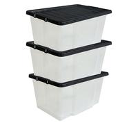 MantraRaj Storage Boxes with Lids 50L Under Bed Storage Box, Clear Multipurpose Nestable Stackable Plastic Storage Boxes,Clear Containers for Home, Kitchen, Garage, Office, Accessories -Pack Of 3