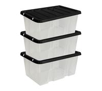 MantraRaj Storage Boxes with Lids 7L Under Bed Storage Box, Clear Multipurpose Nestable Stackable Plastic Storage Boxes,Clear Containers for Home, Kitchen, Garage, Office, Accessories -Pack Of 3
