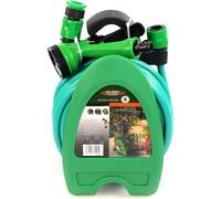 Mantraraj Wall-Fixed 10M Garden Hose Pipe Reel Patio Set With 7 Setting Function Professional Water Spray Gun Nozzle For Multi-Use