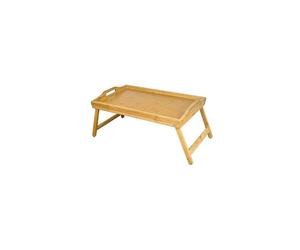 Mantraraj Wooden Bamboo Food Serving TV Tray with Handles Portble and Folding Legs Dinner Breakfast Lap Table Mat for Sofa and Bed - 50x30cm