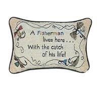 Manual 12.5 x 8.5-Inch Decorative Throw Pillow, A Fisherman Lives Here