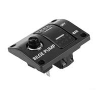Manual 3 Way Bilge Pump Control Panel with Automatic and Off Modes, Designed for Marine Applications with Integrated 15A Circuit Breaker and LED Status Lights