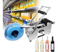 Manual Adjustable Labeling Machine & Dispenser for Bottles/Cylinders, Heavy Duty with Press Bar & Label Sensors, Efficient 15-30pcs/Min Labeling Solution