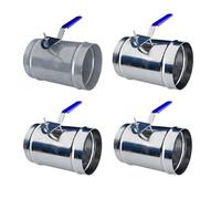 Manual Air Damper Valve for HVAC Systems, Galvanized Iron Construction with Rotary Adjustable Handle, 20 cm Silicone-Sealed Volume Control Valve