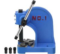 Manual Arbor Press,1 Ton Heavy Duty Cast Iron Punch Machine,5.5" Maximum Height,3.5" Diameter Slotted Anvil for Stamping and Punching Holes
