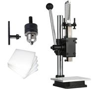 Manual Arbor Press - Adjustable Punching Machine for Embossing Leather, Plastic, Wood, and Aluminum with Chuck and Dial