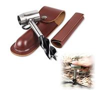 Manual Auger Drill Handmade Auger, Multi-Purpose Outdoor Manual Drill Handmade Auger with Holster, Scottish Eye Drill for Jungle Crafts, Outdoor Survival Settlers