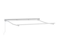 Manual Awning Frame White Powder-Coated Steel 3.5 x 2.5 m with Aluminium Roller Blind Articulated Arm Crank Gear for Balcony, Patio and Garden as Sun Protection and Shade