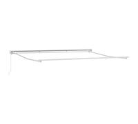 Manual Awning Frame, White, Powder-Coated Steel, 4 x 3.5 m, with Aluminium Accents, Adjustable for Balcony, Patio, Garden, Includes Mounting Accessories and Crank Handle for Flexible
