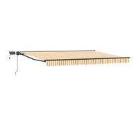 Retractable Awning Yellow & White 5 x 3.5 m Anthracite Frame LEDs Powder-coated