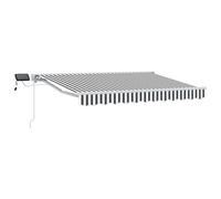 Retractable Awning Anthracite/White 4.5x3.5m Polyester Semi-Cassette LED Remote