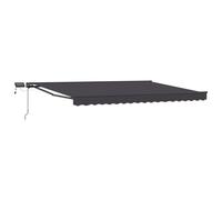 Retractable Awning Anthracite 5 x 3 m Polyester PU Coating LED Semi-Cassette Arm