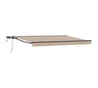 Retractable Awning 4 x 3 m Beige Anthracite Polyester PU Coated Alum LED Manual